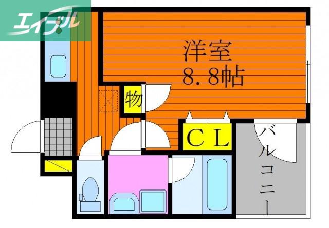 THE MODERN 奉還町(1K/8階)の間取り写真
