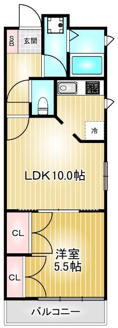ゲストハウスレインボー伏見(1LDK/4階)の間取り写真