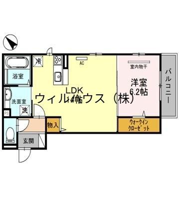 JR阪和線 富木駅 徒歩8分 3階建 築9年(1LDK/1階)の間取り写真