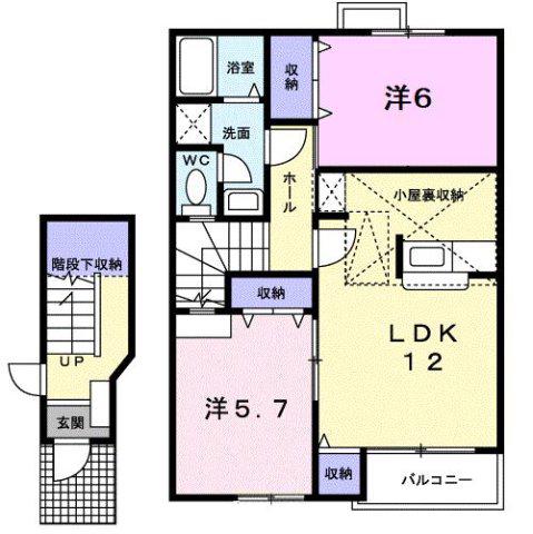 グレースフル(2LDK/2階)の間取り写真