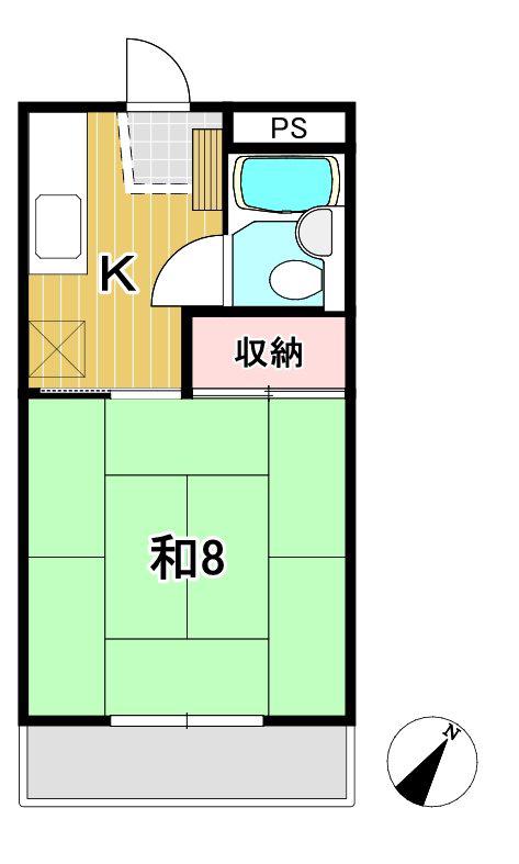 カーサM(1K/1階)の間取り写真