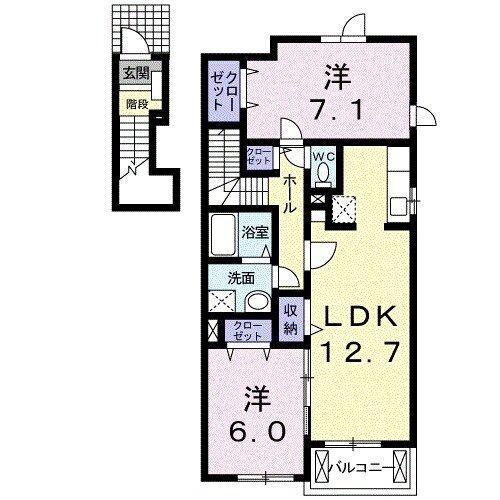 ベルヴィラージュ III(2LDK/2階)の間取り写真