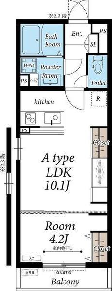 ウィルスター名取(1LDK/1階)の間取り写真