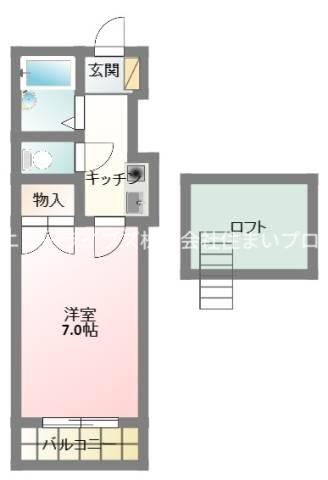 レオパレスさんわ大和田5(1K/2階)の間取り写真