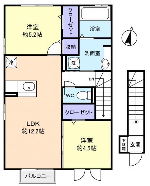 ピッコロ(2LDK/2階)の間取り写真