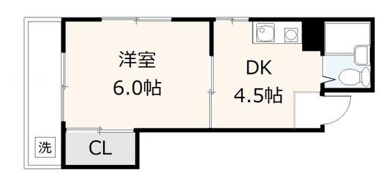 清和京橋(1DK/6階)の間取り写真