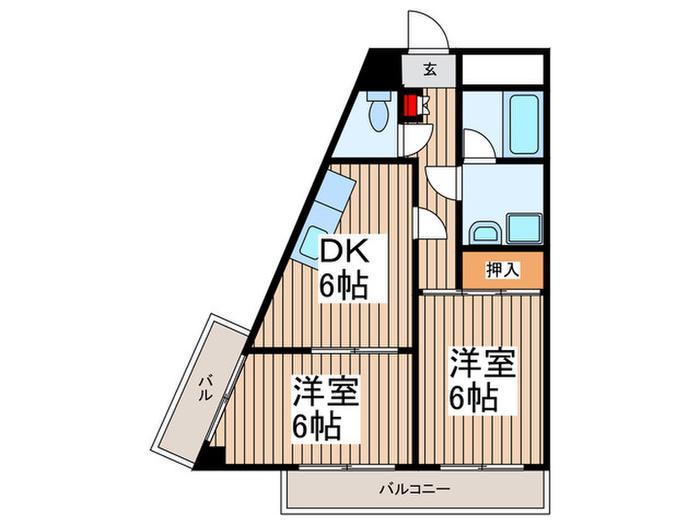 ガーデンフロント(2DK/3階)の間取り写真