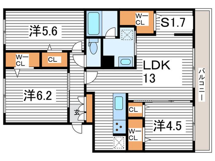 オリーブ嵯峨(3SLDK/2階)の間取り写真