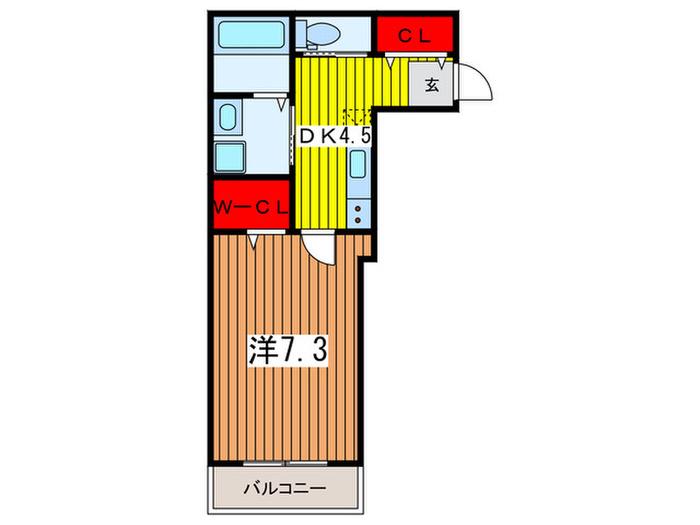 エスプリット浦和(1DK/2階)の間取り写真