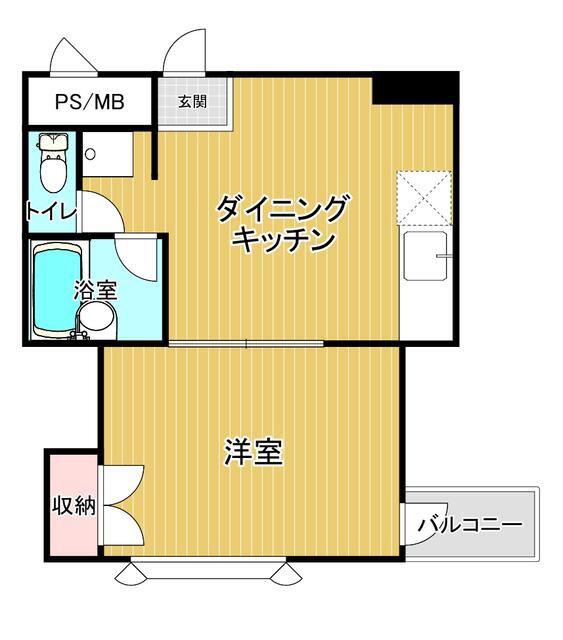 クレシェンド(1DK/3階)の間取り写真