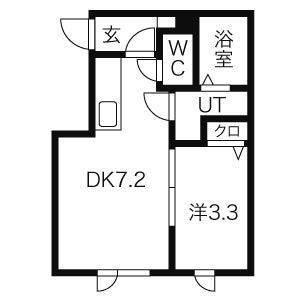 エルドラード平岸(1DK/3階)の間取り写真