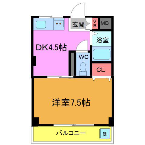 樹マンション(1K/3階)の間取り写真