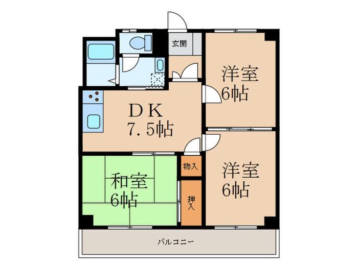チェリー安部山(3DK/2階)の間取り写真