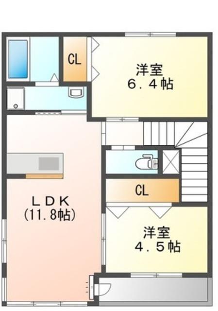 メープル南B(2LDK/2階)の間取り写真