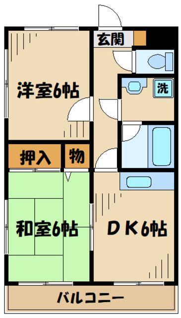 エスポワール忠生(2DK/2階)の間取り写真