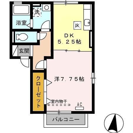 デルニエV(1DK/1階)の間取り写真