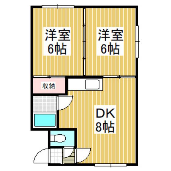 フラワーハイツA(2DK/2階)の間取り写真