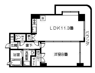 ロイヤルパレス松原(1LDK/6階)の間取り写真