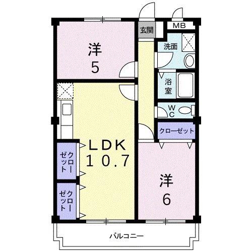 第2シャトーふじ(2LDK/2階)の間取り写真
