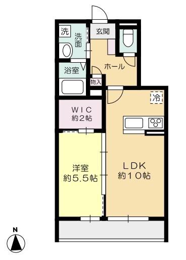 グランディール溝口(1LDK/1階)の間取り写真