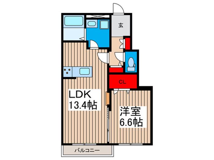 CARMEL TC(1LDK/1階)の間取り写真