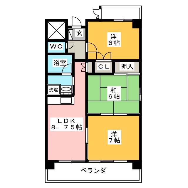アクシスヨーロッパ壱番館(3LDK/5階)の間取り写真