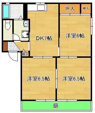 セゾン則松I A棟(3DK/1階)の間取り写真