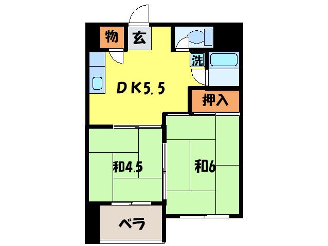 ファミール山本(2DK/5階)の間取り写真