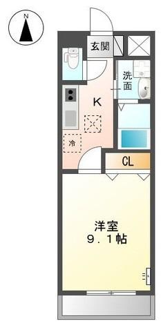 カーサひまわり II(1K/1階)の間取り写真
