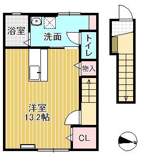 コンフォート・プレイスHIROKAMI A棟(ワンルーム/2階)の間取り写真