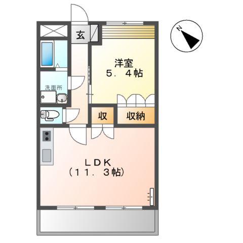 アンソレイユ(1LDK/2階)の間取り写真