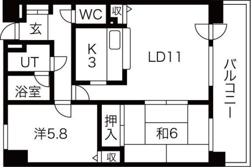 ゆとり31(2LDK/9階)の間取り写真