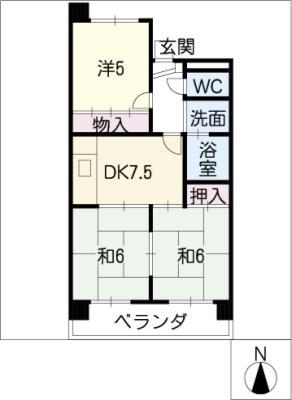 第2サンヨーマンション(3DK/5階)の間取り写真
