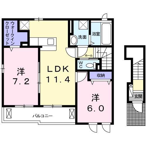 エスポワール(2LDK/2階)の間取り写真