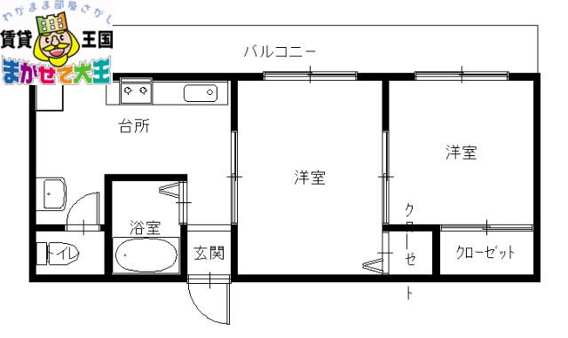 田川ビル(2K/4階)の間取り写真