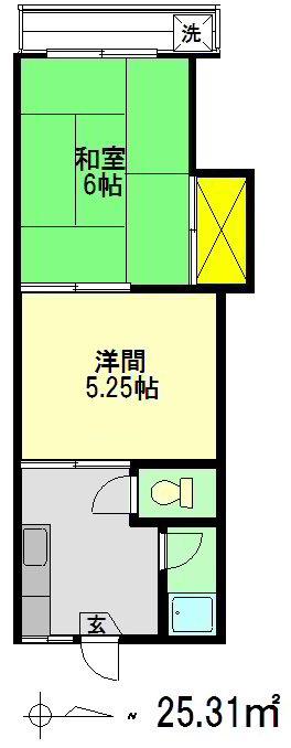 コーポタツノD棟(2K/2階)の間取り写真