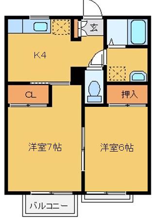 第5コーポサンライズ(2K/1階)の間取り写真