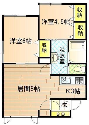 サイレンスコートA(2LDK/2階)の間取り写真