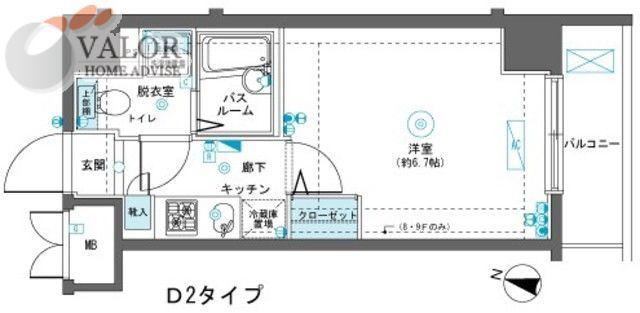 フェニックス横濱吉野町(1K/8階)の間取り写真