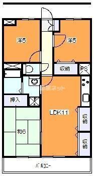 レジダンスボヌール籠原(3LDK/1階)の間取り写真