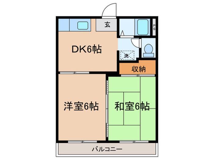タプローコート(2DK/2階)の間取り写真