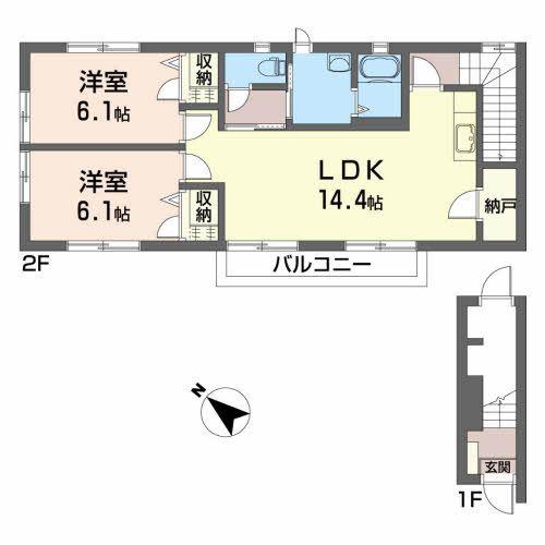ソディア.ウエストII(2LDK/2階)の間取り写真