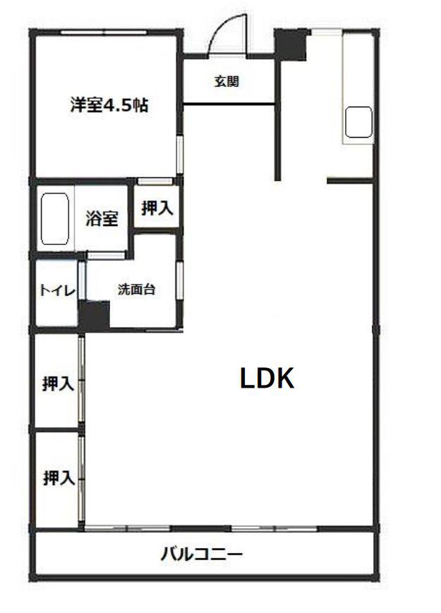 メゾーンやました(1LDK/1階)の間取り写真