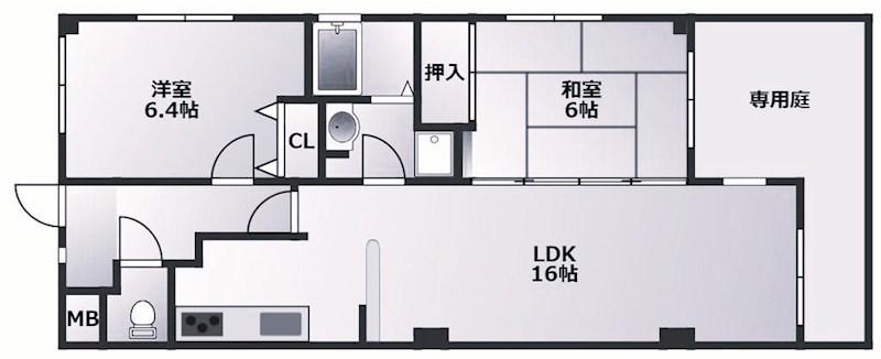 サンフォーレ西明石(2LDK/1階)の間取り写真