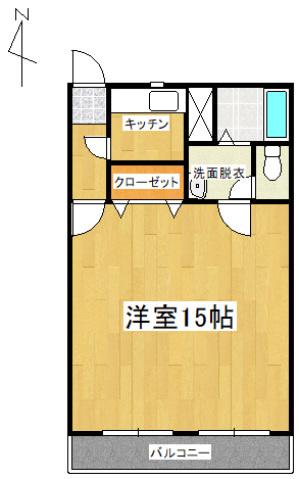 ブールバール(1K/3階)の間取り写真