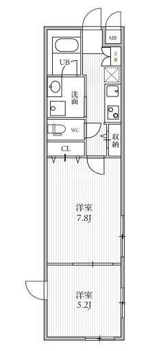 THE PALMS大島(2K/3階)の間取り写真
