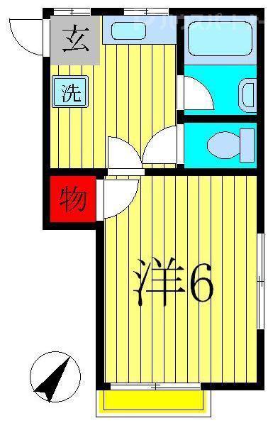 南柏オカモトコーポ(1K/2階)の間取り写真