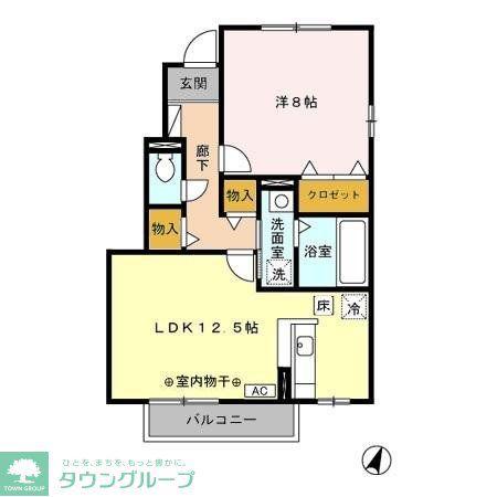 グランモア(1LDK/1階)の間取り写真