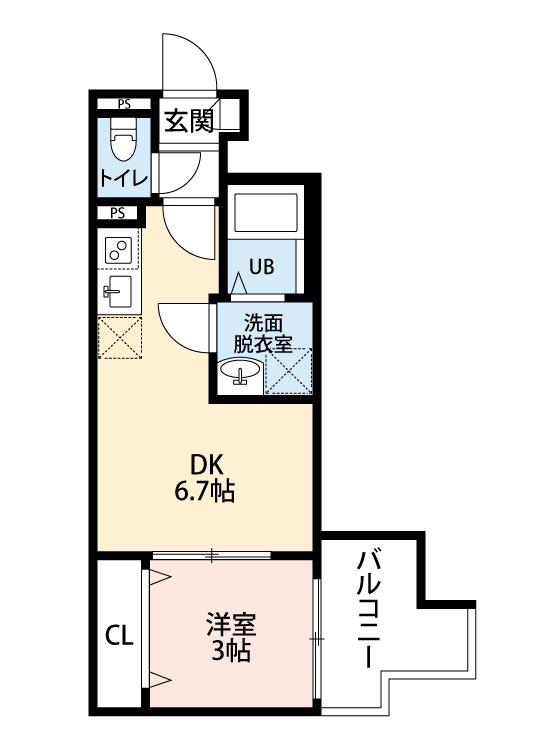 CRECIA検見川町(1DK/3階)の間取り写真