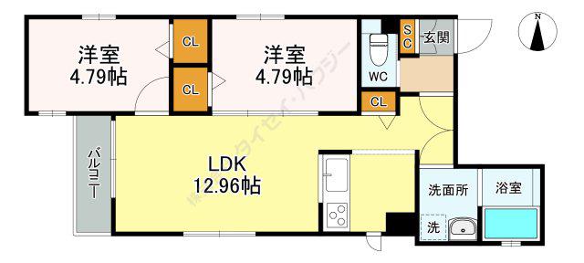PRECIOUS SHINSAKAE(2LDK/3階)の間取り写真